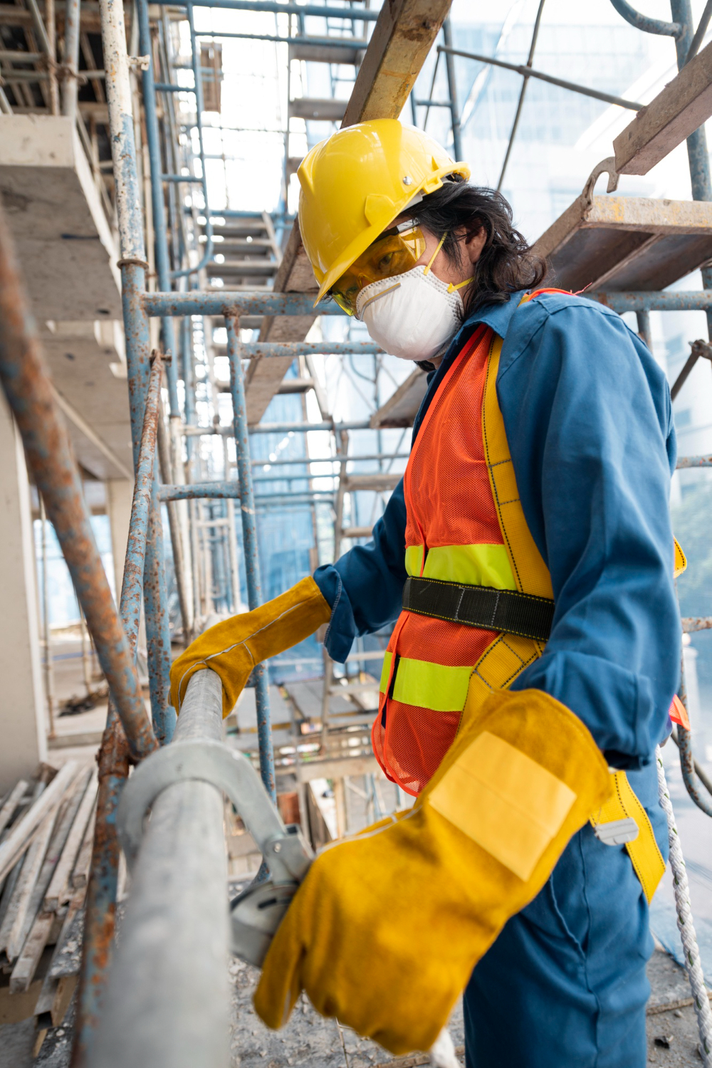 side view man with safety equipment